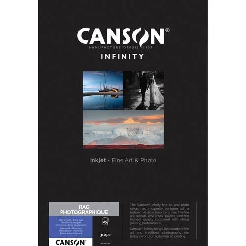 Canson Infinity Rag Photographique Paper (310 gsm, 17 x 22", 25 Sheets) with 100% Cotton Rag Base Basis Weight: 310 gsm Thickness: 18.3 mil