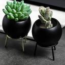 Nordic Ceramic Arc Pot with Metal Stand Home Decor Plant Pot