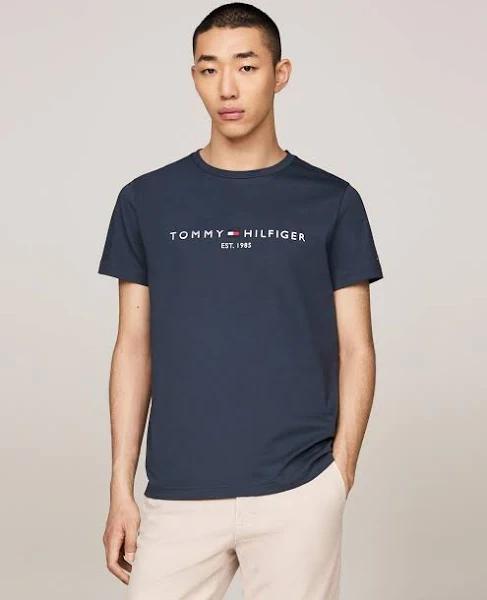 Tommy Hilfiger Logo Short Sleeve T-Shirt Blue XL Man MW0MW11797-POM-XL