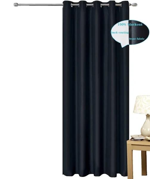 2pcs 100% Blackout Eyelet Curtain Microfiber Thermal Insulation Room Darken 240x230cm / Black