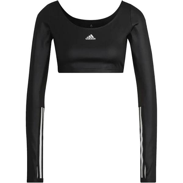 Adidas Womens Hyperglam Crop Long Sleeve Tee Black XS