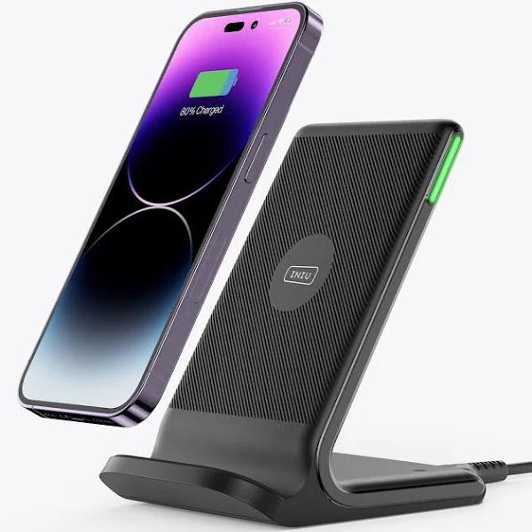 Wireless Charger, INIU [2 Pack] 15W Qi-Certified Fast Wireless Charging Stand with Sleep-friendly Adaptive Light Compatible with iPhone 15 14 13 12