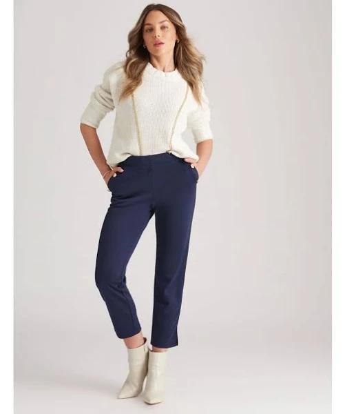 Rockmans Full Length Military Button Ponte Pants - Womens - Navy Onl AU Size 08 - AfterPay & zipPay Available