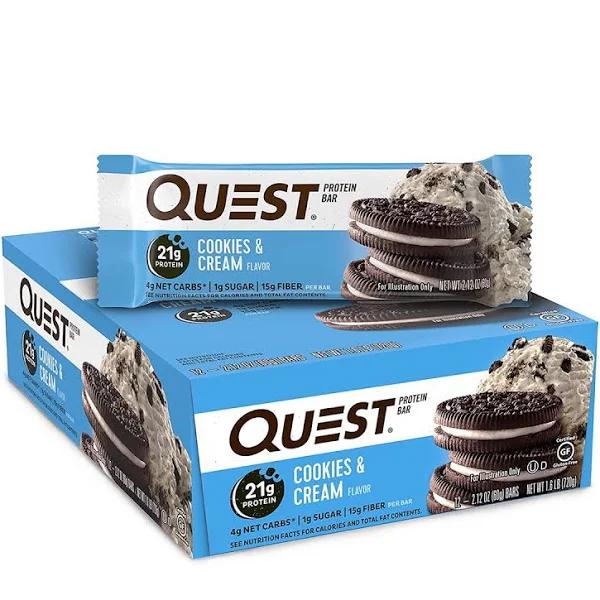 Quest Protein Bar 12/Box Cookies & Cream