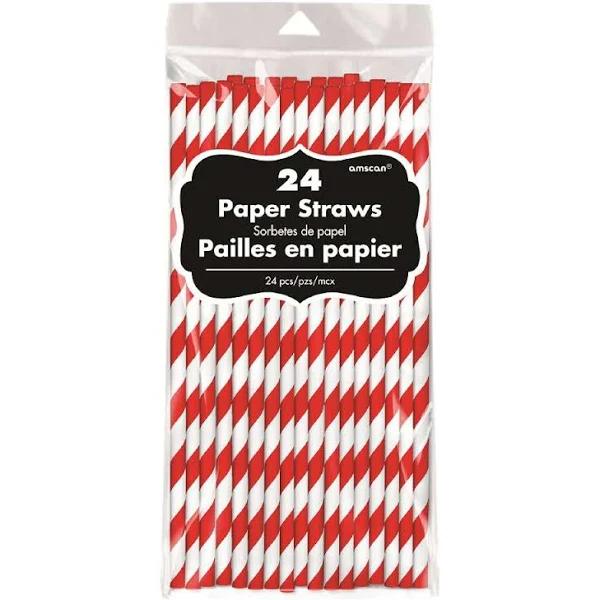 Paper Straws 24 Pack - Apple Red