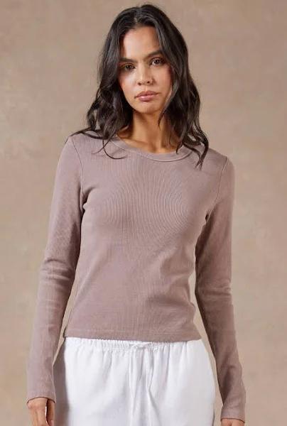 Academy Brand Women's Essential Rib Long Sleeve - Rose Tan S