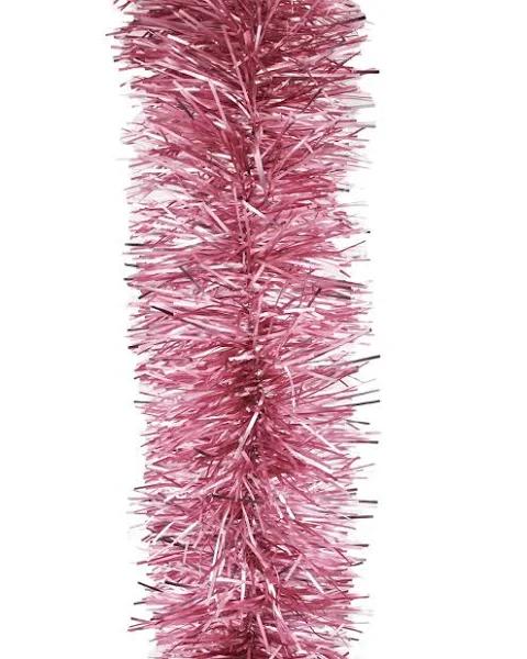 25m Frosted Pink Christmas Tinsel 100mm Wide