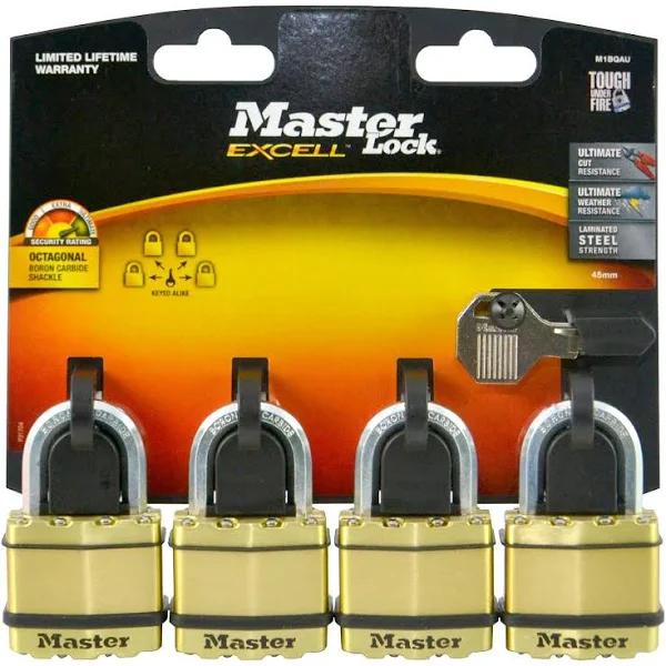 Master Lock Excell Laminated Padlock 45mm - 4 Pack