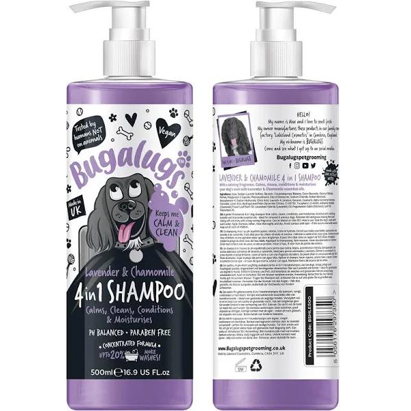 Dog Shampoo by Bugalugs Lavender & Chamomile 4 in 1 Dog Grooming Shampoo Products for Smelly Dogs with Fragrance, Best Puppy Shampoo, Professional Gr