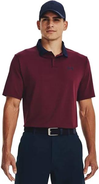 Under Armour Mens UA Performance 3.0 Stripe Golf Polo Maroon 4XL