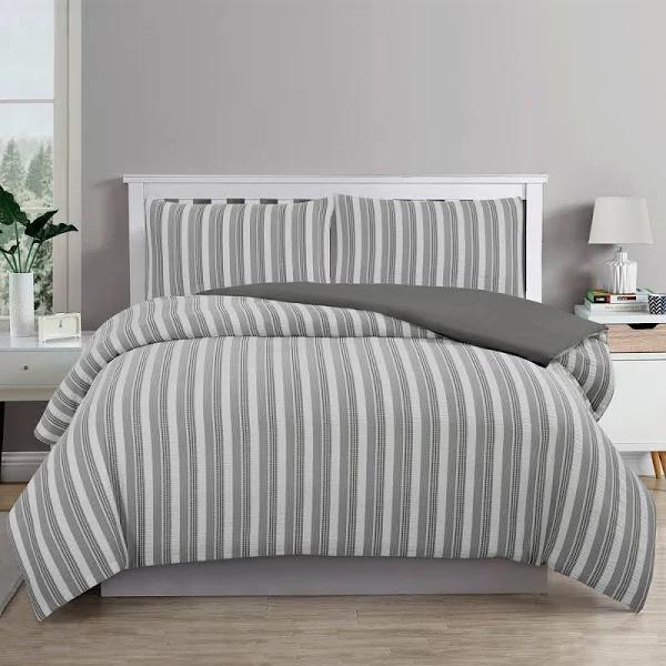 Ardor Boudoir Cove Textured Charcoal Quilt Cover Set Single