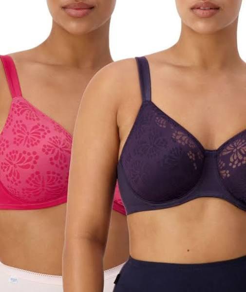 Triumph Lacy Minimizer 2 Pack Bra - Red-Dark Combination 16F 10145080 Plus Size Bra - AfterPay Available