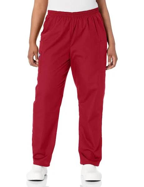 Cherokee 4200 Natural Rise Tapered Pull-On Cargo Pant - Red, XS