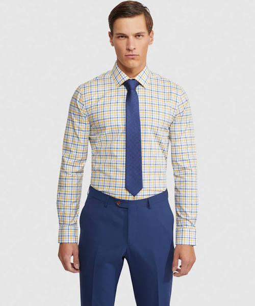 Oxford Beckton Checked Shirt in Blue/Yellow XXL