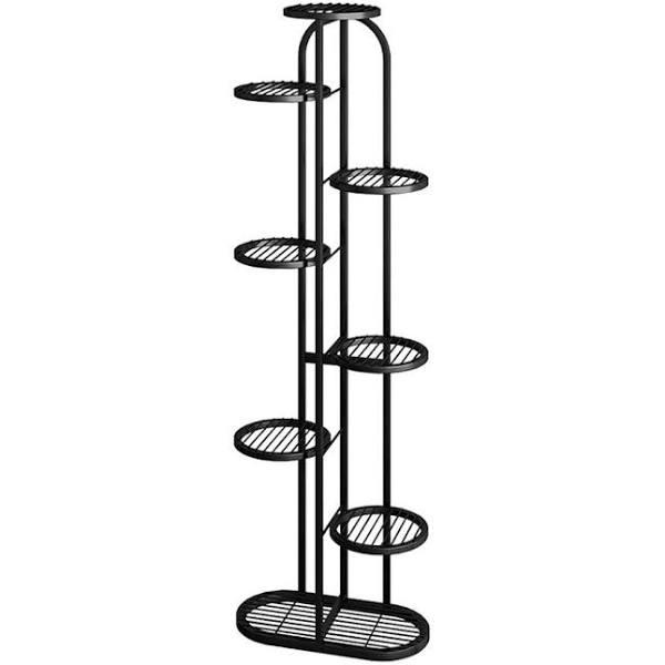 SOGA 8 Tier 9 Pots Black Round Metal Plant Rack Flowerpot Storage Display Stand Holder Home Garden Decor