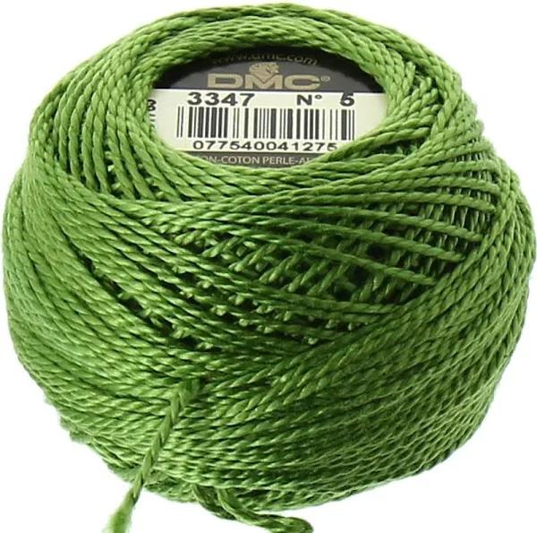 DMC Perle 5 Cotton #3347 Medium Yellow Green 10g Ball 45m