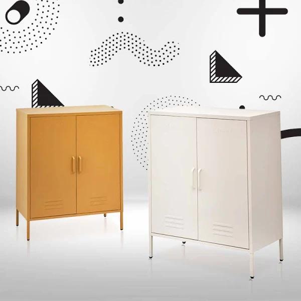 ArtissIn Metal Locker Storage Buffet Sideboard Cabinet Sweetheart Yellow