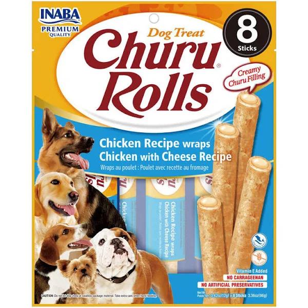 Inaba Churu Rolls Dog Treat Chicken W/ Cheese 6 X 96g