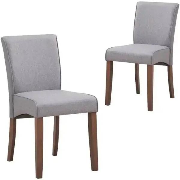 Paragon Set of 2 Bosco Wooden Frame Fabric Kitchen Dining Chair - Walnut & Grey