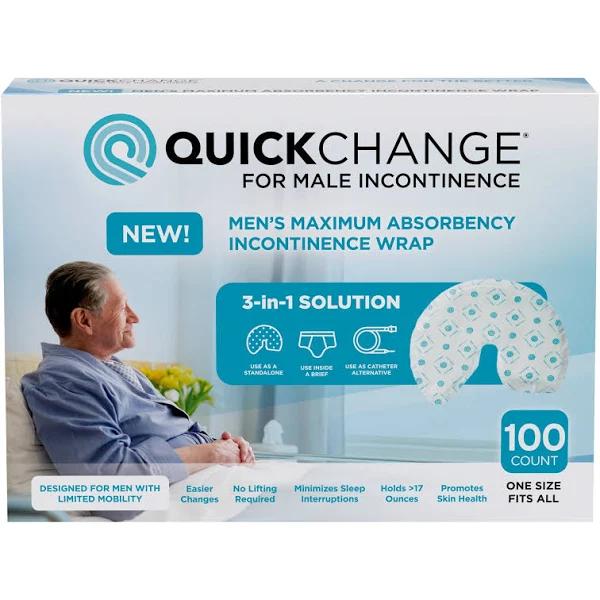 Quickchange Men's Incontinence Wrap, Maximum Absorbency (100 Count)