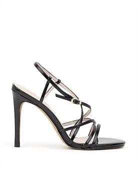 David Jones Edward Meller Willa100 Strappy Sandal in Black Patent, Size 39 EU