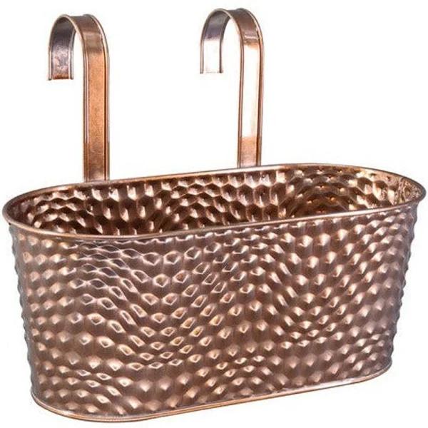 Metal Hanging Planter Tub Textured Finish