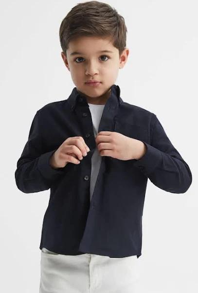 Boys Reiss Greenwich Button-Down Oxford Shirt - Blue - Size 128