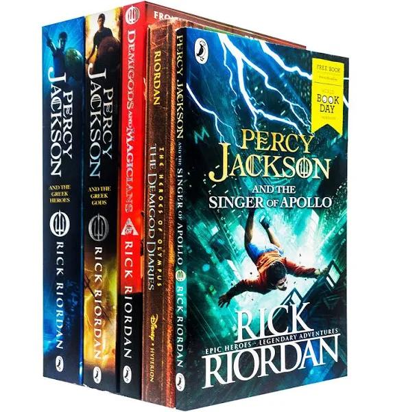 Rick Riordan Collection 5 Books Set - Percy Jackson and The Greek Heroes, The Greek Gods, The Demigod Diaries, Demigods and Magicians, Singer of