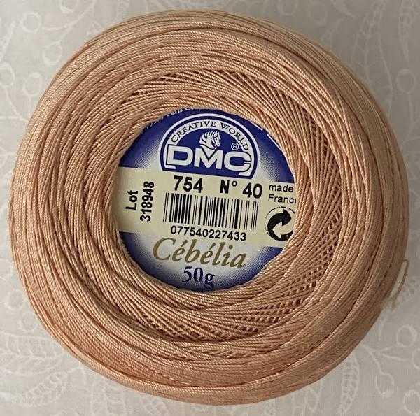 DMC Cebelia 40, #754 Light Peach, Combed Cotton Crochet Thread 50g