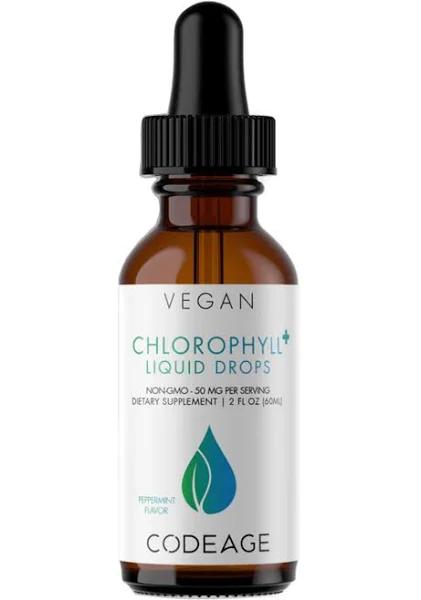 CodeAge, Vegan Chlorophyll+ Liquid Drops, Peppermint, 50 mg, 2 fl oz (60 ml)