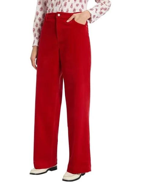 David Lawrence Cleo Wide Leg Corduroy Pant in Cranberry Red 6