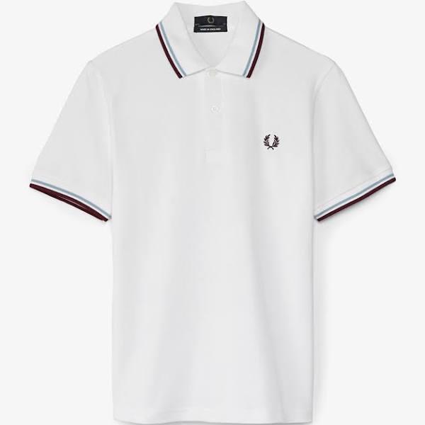 Fred Perry Men's Laurel Wreath Twin Tipped Polo Shirt - White/Ice/Maroon