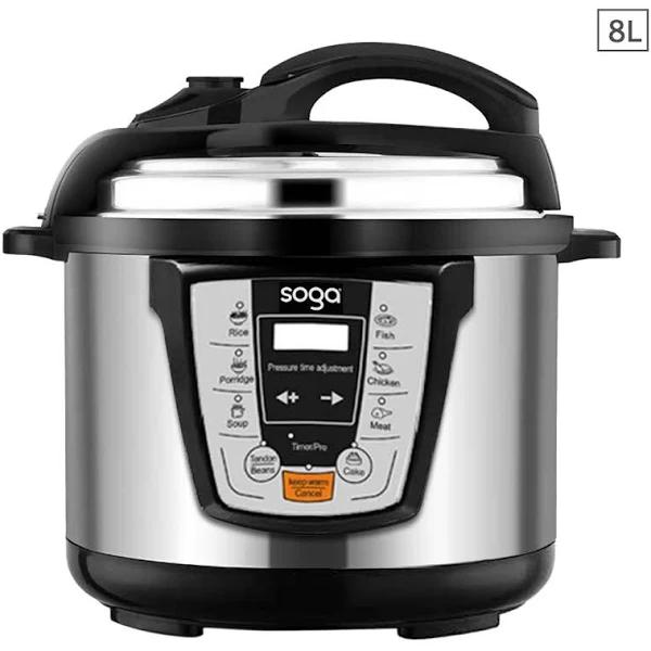 SOGA Electric Stainless Steel Pressure Cooker 8L 1600W Multicooker 16