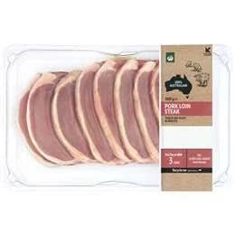 Woolworths Loin Steaks Pork 500g