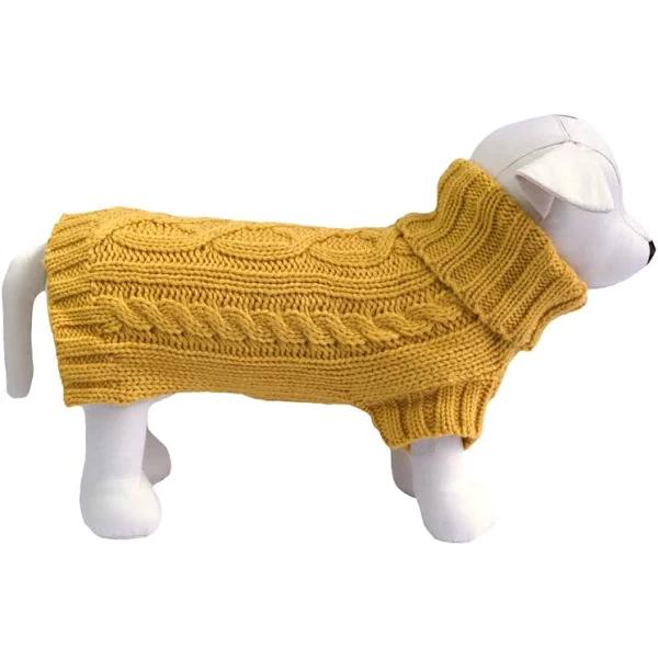 Coco & Pud Cable Dog Sweater - Mustard