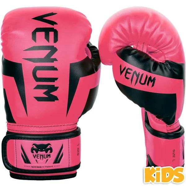 Venum Elite Fluro Pink Kids Boxing Gloves - L