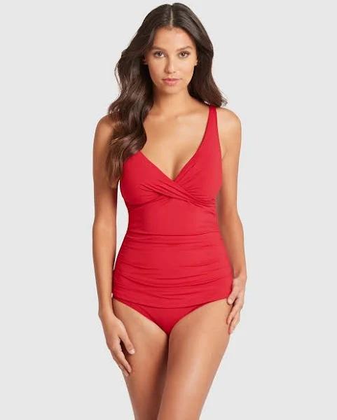 Sea Level Eco Essentials Cross Front A-DD Cup Singlet Top - Red - 12