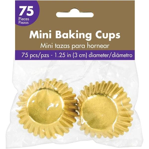 Mini Gold Foil Cupcake Cases Baking Cups 75 Pack