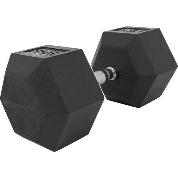 Gorilla Sports Premium Rubber Hex Dumbbell - 45kg