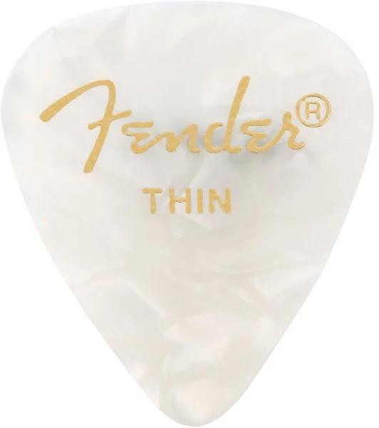 Fender 351 Premium Thin Celulloid Guitar Picks - White Moto - 5 Picks