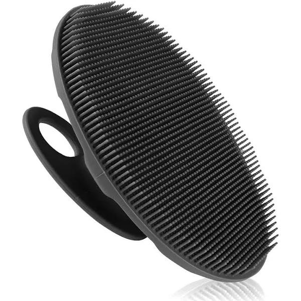 Soft Silicone Body Scrubber Handheld Shower Cleansing Brush Gentle Exfoliating and Massage For All Kinds of Skin (Black)