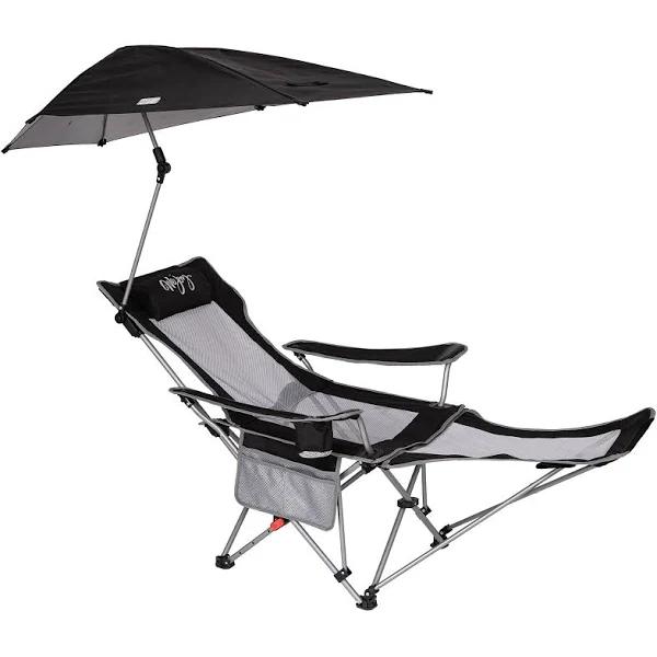 #WEJOY 2-in-1 Reclining Camping Chair with Removable Umbrella Lightweight Folding Camping Chair with Adjustable Backrest & Footrest Portable Patio