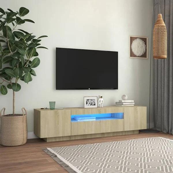 vidaXL TV Cabinet with LED Lights Sonoma Oak 160x35x40 cm