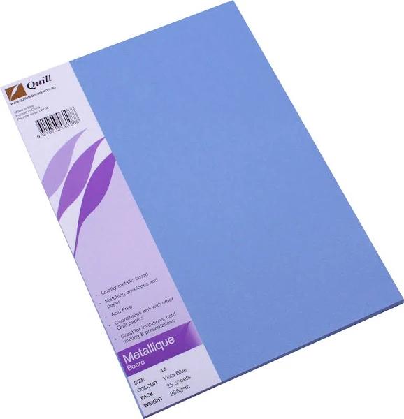 Quill 100850022 Metallique Board 285gsm A4 Pack 25 Vista Blue