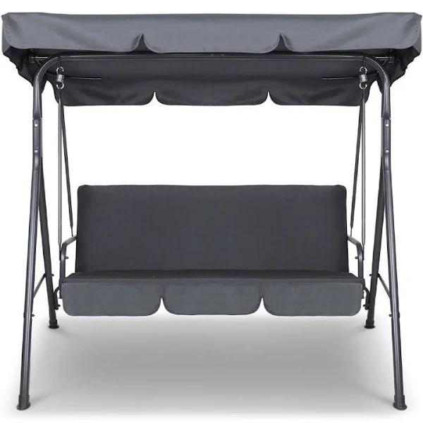 Milano Outdoor Swing Bench Seat Chair Canopy Furniture 3 Seater Garden Hammock - Grey