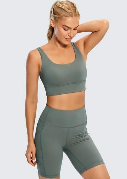 CRZ Yoga Women's Yoga Low Support Butterluxe Sport Bra U Back Grey Sage / M