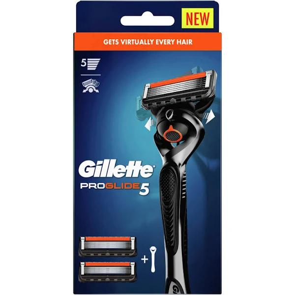 Gillette Proglide Flexball Razor Handle + 2 Cartridges