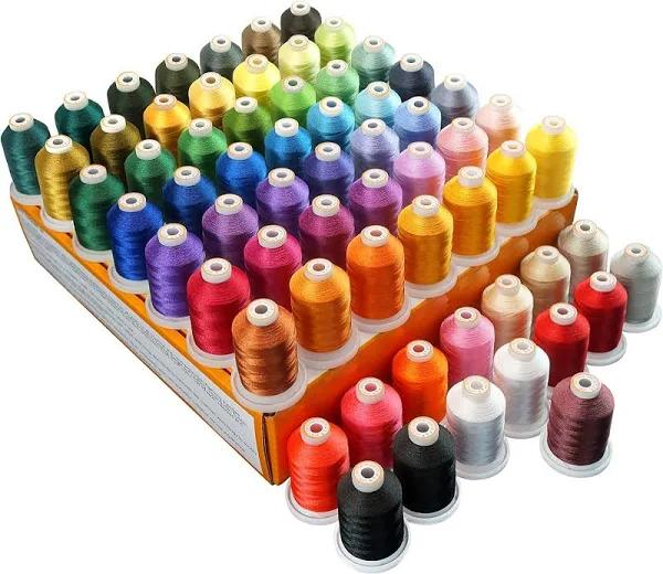 New brothread 64 Spools 1000m (1100Y) Polyester Embroidery Machine Thread Kit For Professional Embroiderer and Beginner