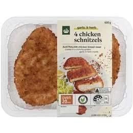 Woolworths Chicken Schnitzels Garlic & Herb 600g