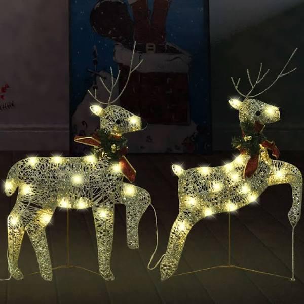 NNEVL Christmas Reindeers 2 Pcs Gold 40 LEDs